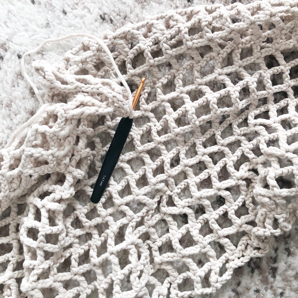 Crochet hook on chrocheted item